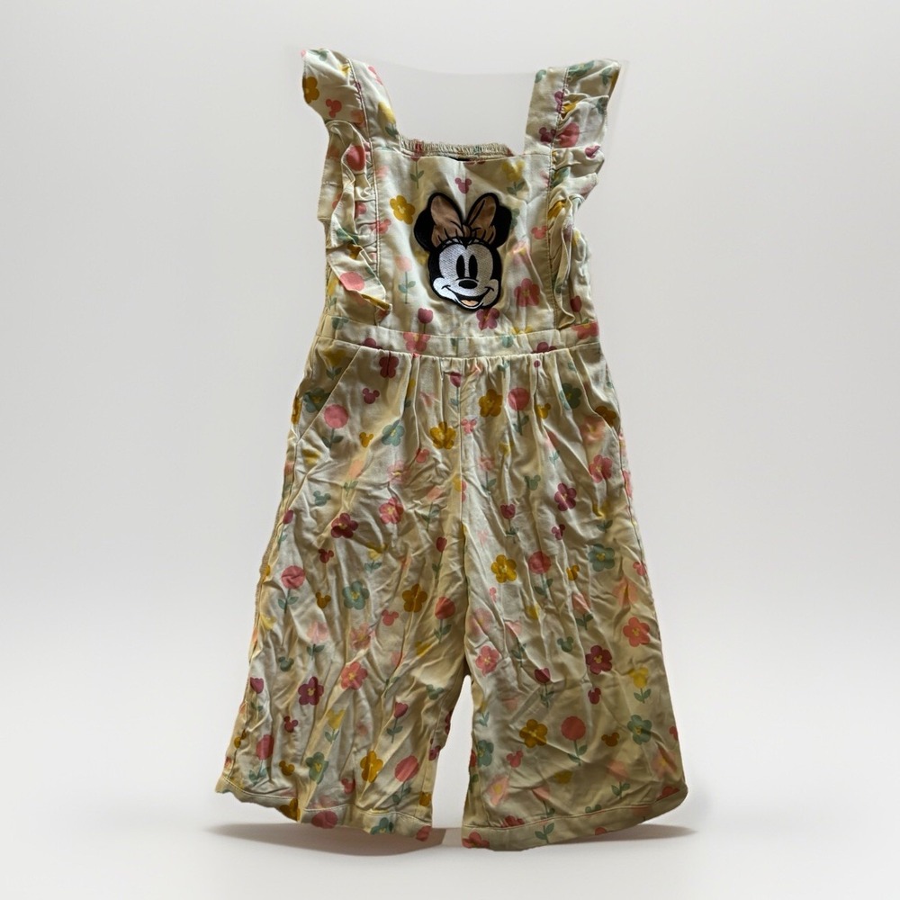 Disney Cream Floral Overall with Minnie Patch